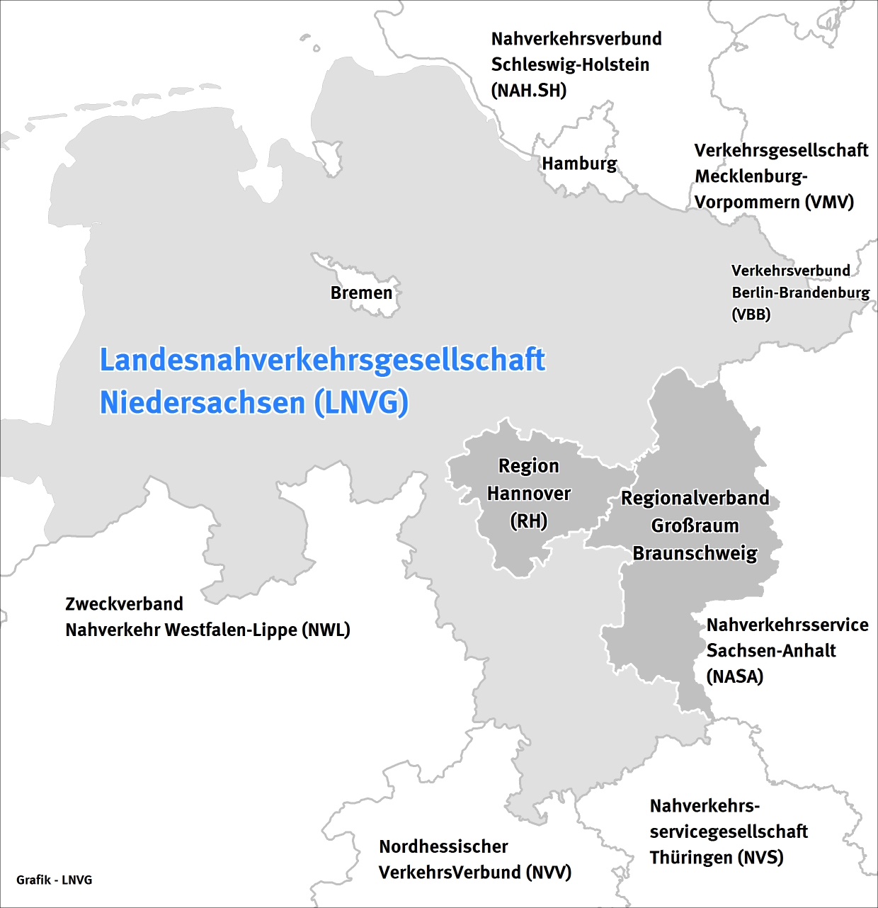 Niedersachsenkarte mit dem Zust&auml;ndigkeitsbereich der LNVG